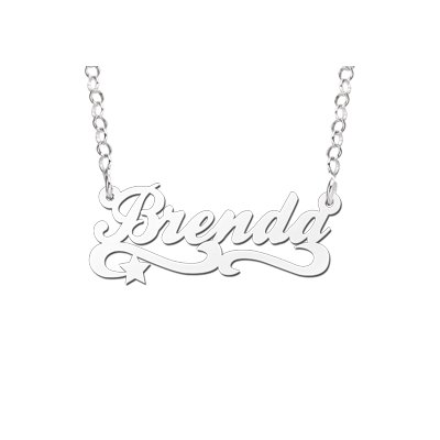 Zilveren kinder naamketting model Brenda 