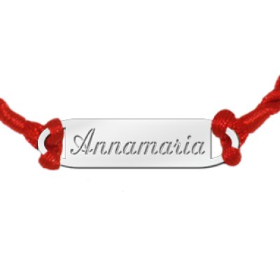 Zilveren kinderarmband met naam rood 