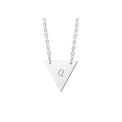 Zilveren minimalistische driehoek ketting met initiaal 