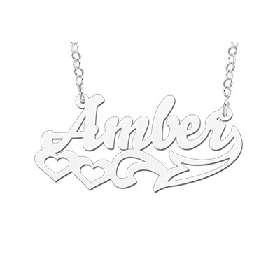 Zilveren naamketting model Amber 