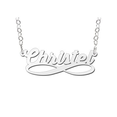 Zilveren naamketting model infinity 