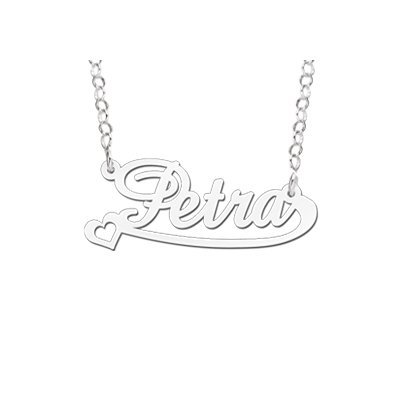 Zilveren naamketting model Petra 