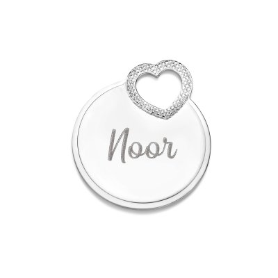 Zilveren Ronde Hanger met Hart en Naam - Names4Ever 